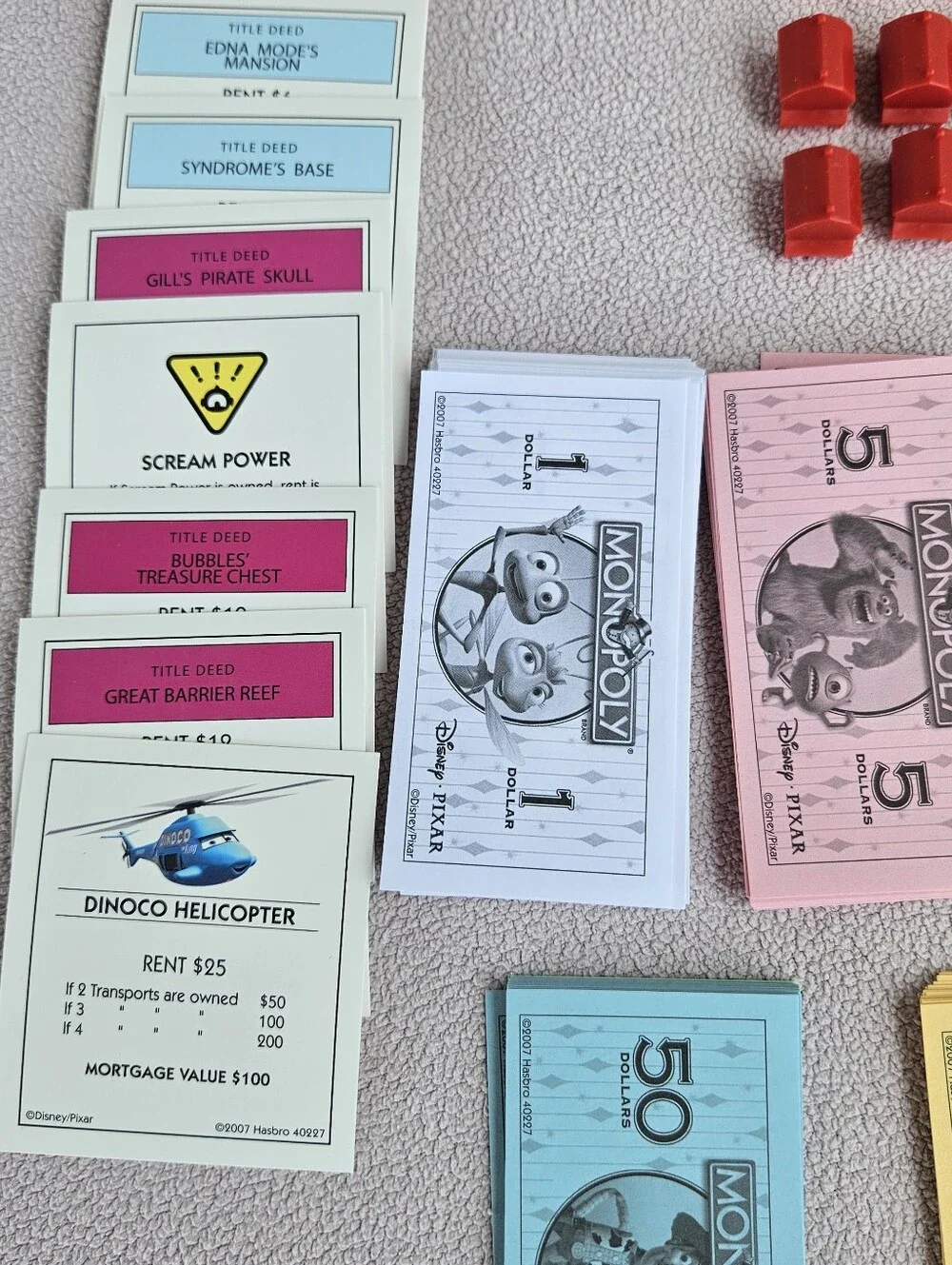 Monopoly Disney Pixar Edition Pewter 6 Playing Tokens Cones Replacement Parts